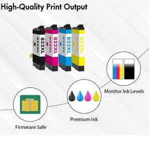Epson 822XL Ink 4-Pack BlackCyanMagentaYellow